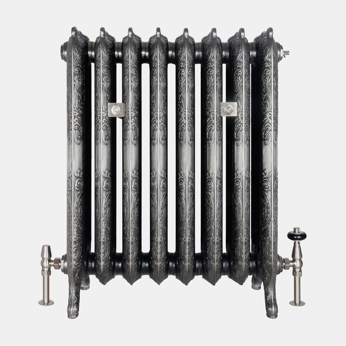 Rococo 3 column 768mm cast iron radiator in satin polish finish